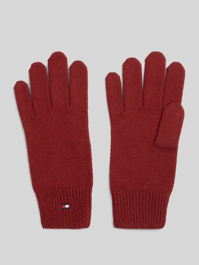 Tommy Hilfiger Handschuhe aus Baumwoll-Mix mit Woll-Anteil Dunkelrot 1