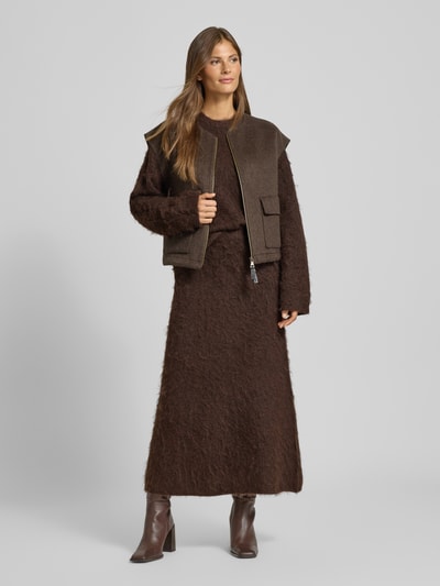 Jake*s Collection Gebreide pullover met ronde hals Donkerbruin - 1