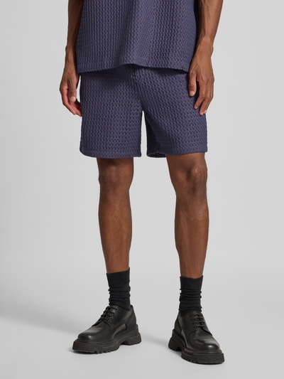 Les Deux Szorty o kroju regular fit z fakturowanym wzorem model ‘Harry’ Granatowy 4