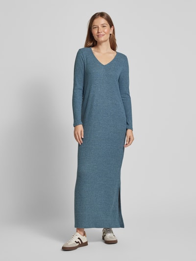 ICHI Strickkleid mit V-Ausschnitt Modell 'YOSE' Rauchblau 4