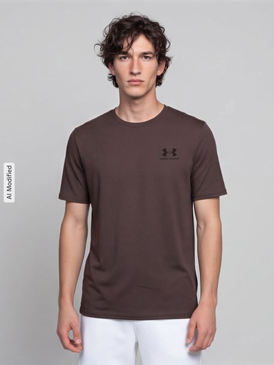 Under Armour Regular Fit Sport-T-Shirt aus Baumwoll-Mix  Schlamm 4