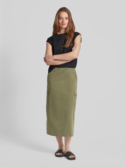 Mango Midirock mit elastischem Bund Modell 'BENGALA' Khaki 1