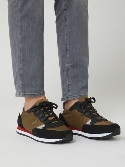 BOSS Sneaker mit Lederbesatz Modell 'Parkour' Khaki 3