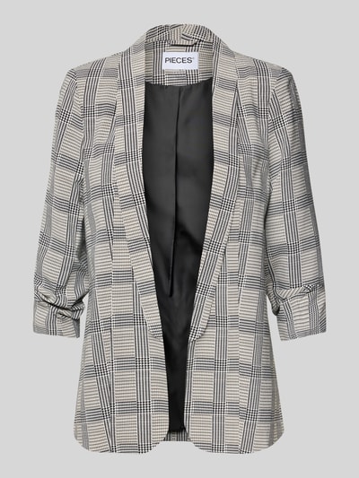 Produktfoto, szaro-czarny Shaped Fit Longblazer mit Schalkragen model 'BOSELLA' von PIECES, wzór w kratę, tekstura gładka