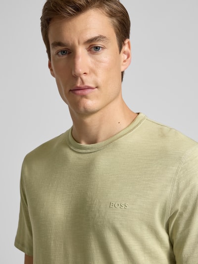 BOSS Orange Regular fit T-shirt van puur katoen, model 'TEGOOD' Lindegroen - 3