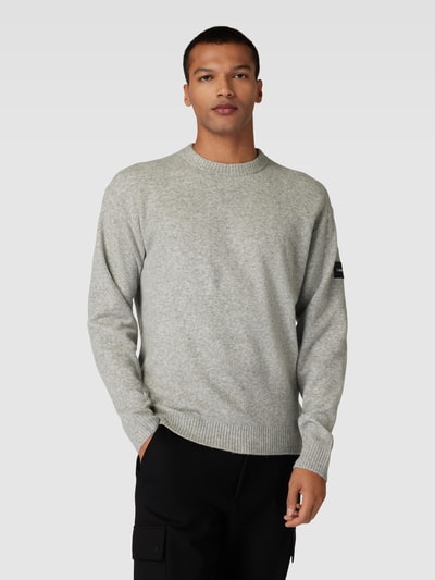 CK Calvin Klein Sweter z dzianiny z prążkowanymi wykończeniami Jasnoszary 4