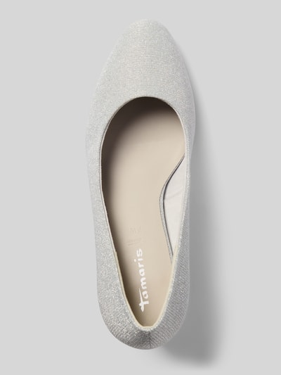 Produktfoto, Pumps mit Kegelabsatz von Tamaris in unifarbener glitzernder Optik, abgerundete Spitze, fein strukturierte Sohle, Schlupfverschluss