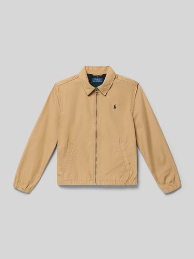 Produktfoto, Regular Fit Blouson aus reiner Baumwolle Modell 'BAYPORT' von Polo Ralph Lauren Teens, Optik: Unifarben, beige, Umlegekragen, Reißverschluss, Logo-Stitching, Langarm, elastischer Ärmel- und Rumpfabschluss, seitliche Eingrifftaschen, Material: reine Baumwolle