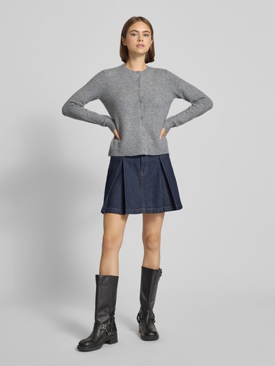 Pieces Regular fit gebreid jack met wol, model 'MALOU' Middengrijs gemêleerd - 1