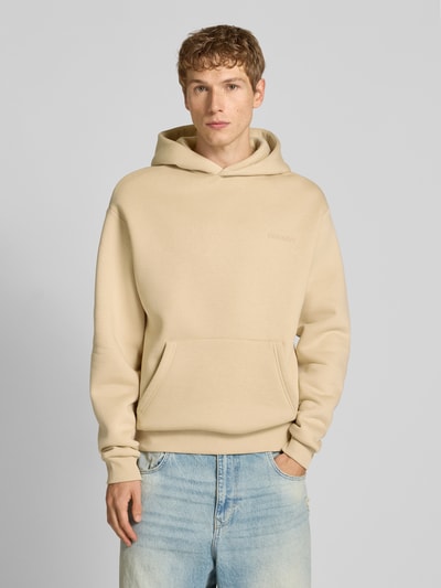 REVIEW Hoodie mit Label-Print Beige 4