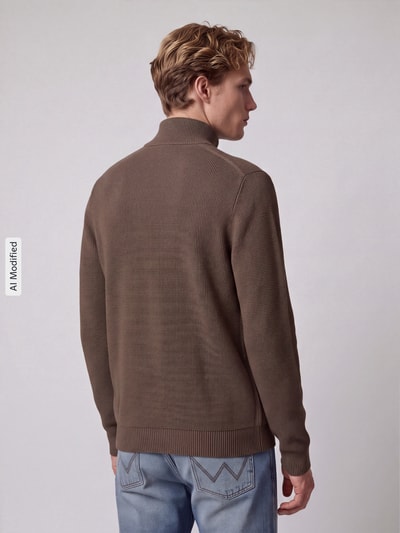 Selected Regular Fit Strickjacke aus reiner Baumwolle Modell 'DANE' Taupe 5
