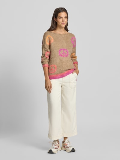 miss goodlife Oversized gebreide pullover van linnenmix Zand - 1