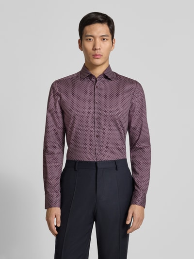 OLYMP Level 5 Slim fit zakelijk overhemd van katoen met Kentkraag Aubergine - 4