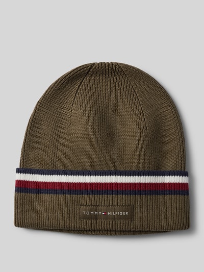 Tommy Hilfiger Gebreide muts met labelpatch, model 'LOVE SOLID' Olijfgroen - 1