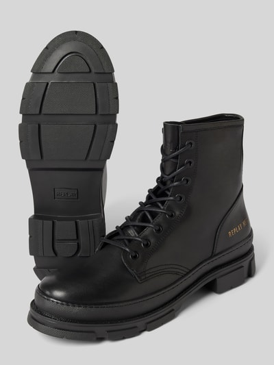 Replay Boots aus Leder mit elastischen Einsätzen Modell 'VEGA LACE' Black 3