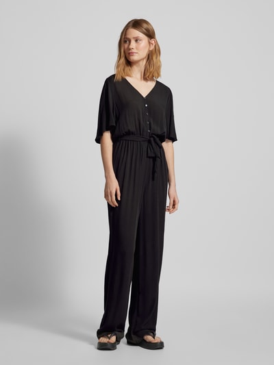 ICHI Jumpsuit aus Viskose mit Bindegürtel Modell 'MARRAKECH' Black 4