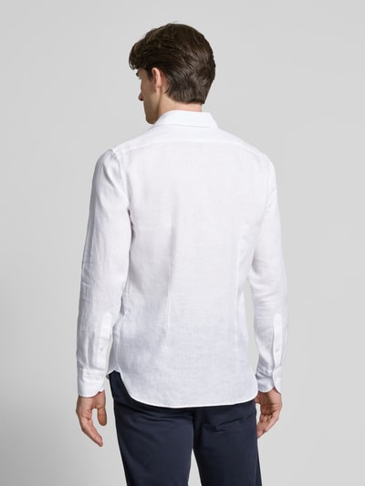 OLYMP SIGNATURE SLIM FIT Slim fit linnen overhemd met kentkraag, model 'Sykia' Wit - 5