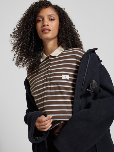 Jake*s Casual Poloshirt met labeldetail Donkerbruin - 3