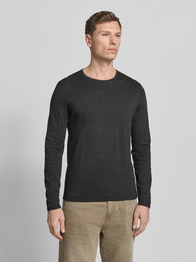 Christian Berg Men Sweter z dzianiny z okrągłym dekoltem Ciemnoszary melanż 4