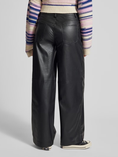 Only Wide leg broek in leerlook, model 'HEIDI' Zwart - 5