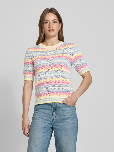 YAS Strickshirt mit Rundhalsausschnitt Modell 'MULTA' Pink 4