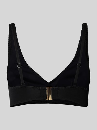 Produktfoto, Bikini-Oberteil mit abnehmbaren, verstellbaren Trägern von WATERCULT in Schwarz, Stretch-Material, Goldverschluss, glatte Textur
