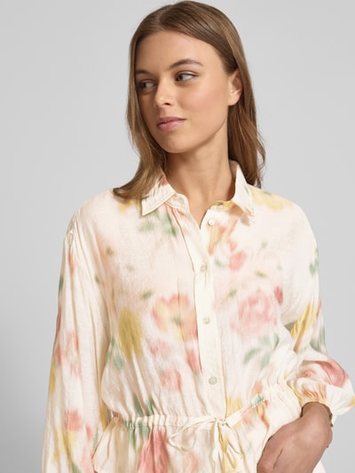 Jake*s Collection Bluse aus Viskose-Mix mit Bindegürtel und 3/4-Arm Ecru 3