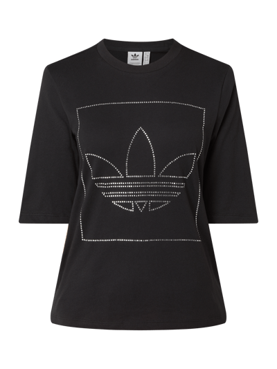 adidas Originals T-shirt z logo z ozdobnych kamieni Czarny 2