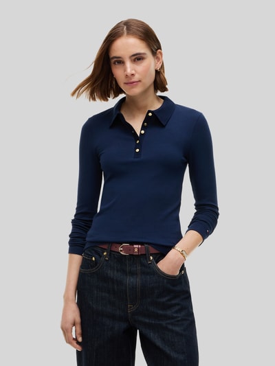 Tommy Hilfiger Langarmshirt mit Rippstruktur Modell 'D-POLO-1/1' Marine 4