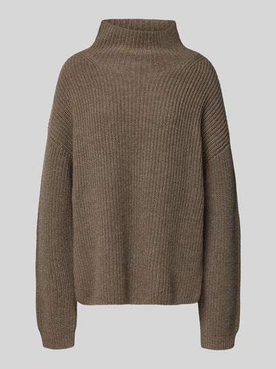 0039 Italy Loose fit gebreide pullover van een mix van kasjmier en wol, model 'LONA' Taupe - 2