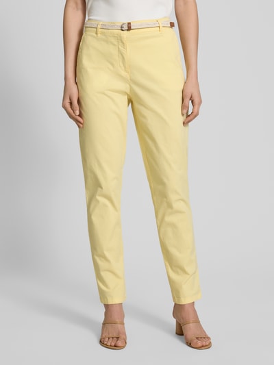 Christian Berg Woman Casual fit chino met riem Lichtgeel - 4