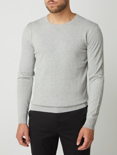 Tom Tailor Gebreide pullover met logostitching Lichtgrijs gemêleerd - 4