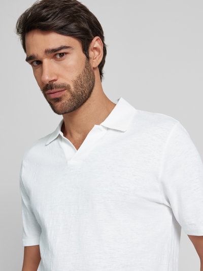 Colours & Sons Slim Fit Poloshirt aus Baumwoll-Leinen-Mix Weiss 3
