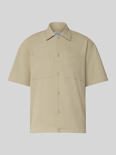 JAKE*S STUDIO MEN Regular Fit Freizeithemd mit Strukturmuster Taupe 2