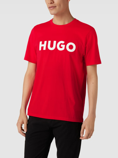 HUGO T-Shirt mit Label-Schriftzug Modell 'DULIVIO' Rot 4