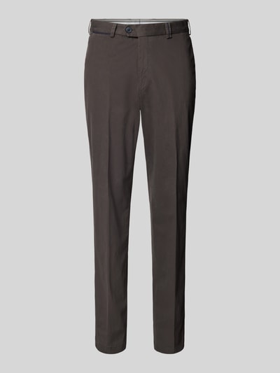 Hiltl Slim fit chino met persplooien, model 'PEAKER' Donkergrijs - 2