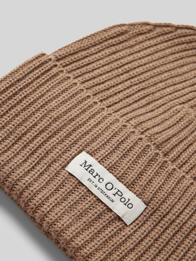 Marc O'Polo Beanie aus reiner Baumwolle mit breitem Umschlag Taupe Melange 2