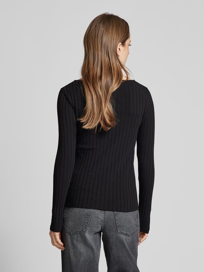 OPUS Longsleeve mit U-Boot-Ausschnitt Modell 'Sovke' Black 5