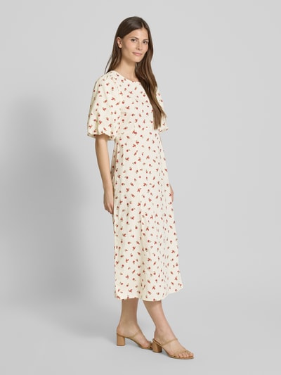 ICHI Midikleid mit Puffärmeln Modell 'ROSEY' Offwhite 1