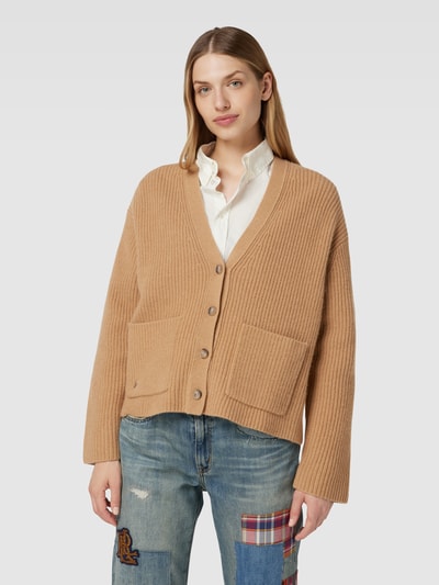 Polo Ralph Lauren Cardigan van een mix van katoen en kasjmier met labelstitching Camel - 4