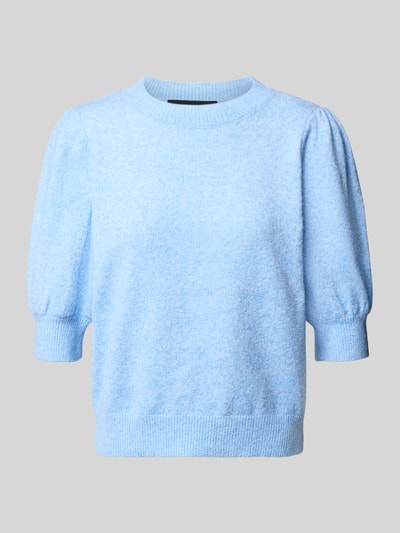 Vero Moda Comfort Fit Strickpullover mit Puffärmeln Modell 'DOFFY' Hellblau Melange 2