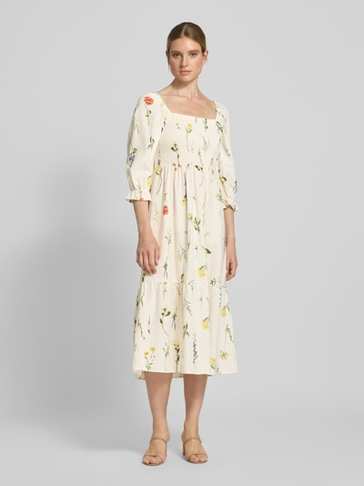 ZABAIONE Midi-jurk met linnen, model 'Mi44ss' Offwhite - 4