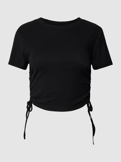 Only Kort shirt met plooien opzij, model 'AMY' Zwart - 1