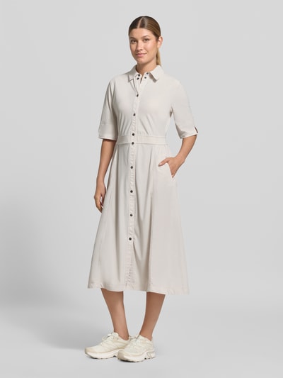 Marc Cain midi-jurk met platte kraag Zand - 1
