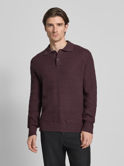 Samsøe Samsøe Strickpullover aus Woll-Mix mit Polokragen Modell 'CAIDEN' Bordeaux 4