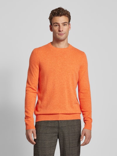 Christian Berg Men Strickpullover mit gerippten Abschlüssen Orange Melange 4