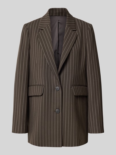 Selected Relaxed Longblazer mit Schulterpolstern Dunkelbraun 2
