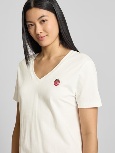 ICHI T-Shirt mit Motiv-Stitching Modell 'KENNEDY' Offwhite 3