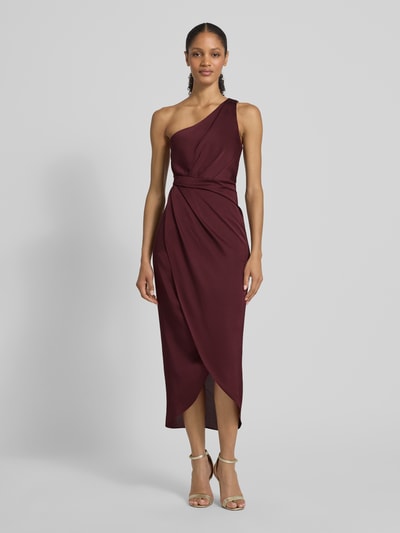 V by Vera Mont Sukienka koktajlowa na jedno ramię Bordowy 4