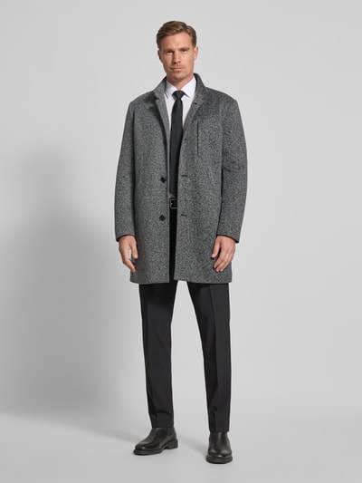 Roy Robson Lange jas met opstaande kraag, model 'Salt&Pepper' Middengrijs - 1